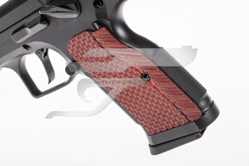 Tanfoglio Stock 9x19 DA, fekete, bordó S-es alu markolat, Optic ready 