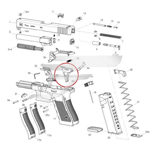 vElsütőszerkezet Keret Ejektorral Glock Gen4 fegyverekhez eladó