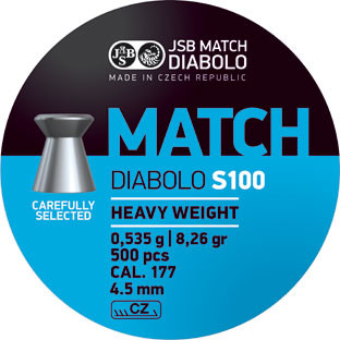 4,5 mm JSB Match Diabolo S100 0,535g .      8,26gr 500db.  Léglőszer 48803450