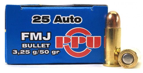 6,35 Browing Prvi FMJ 3,25g 50gr , 25 Auto    Pisztoly Lőszer