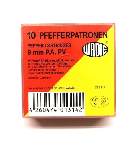 9mm-es P.A.K. Piros/Sárga Wadie 846410 .   Pepper        Gázlőszer  80mg